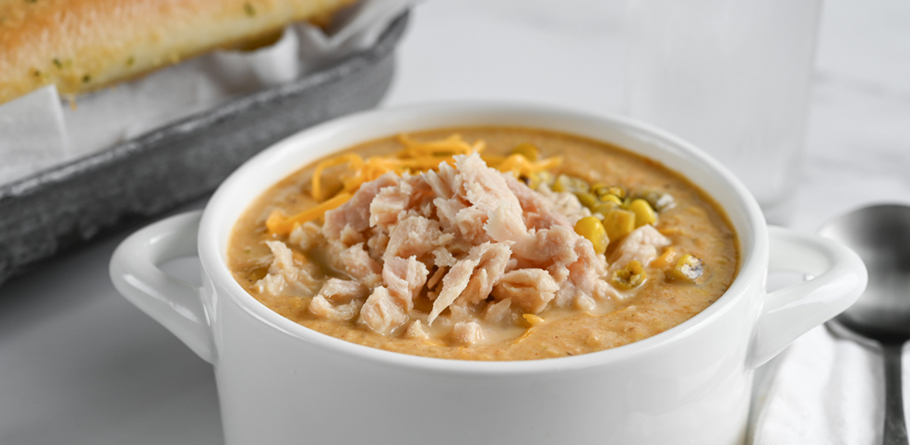 Sweet Potato & Fire Roasted Corn Chowder with Albacore Tuna